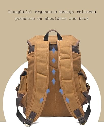 Miniatura 5 de Mochila de cuero de lona encerada vintage resistente para hombres y mujeres, mochila de viaje impermeable, 11