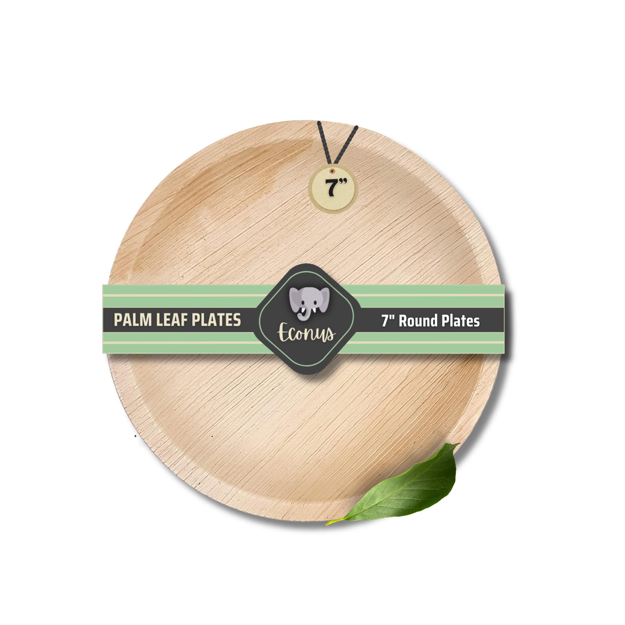 ECONUS Export Quality | Pack of 25 | 7" inch Disposable Round Areca Leaf Plate Ecofriendly Disposable Dinnerware | Heavy Duty Biodegradable Plates for Wedding, Camping & Birthday Parties