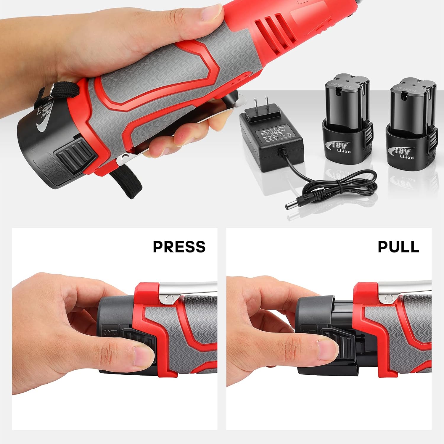 FAHKNS 18V Extended Cordless Ratchet Wrench 3/8 Electric Wrenches Set 45 ft-lbs (60 N.m) 400RPM Power,2 Battery 2.0Ah Lithium-Ion,7 Sockets (10/11/12/13/14/15/17mm) And Charger,Variable Speed Trigger