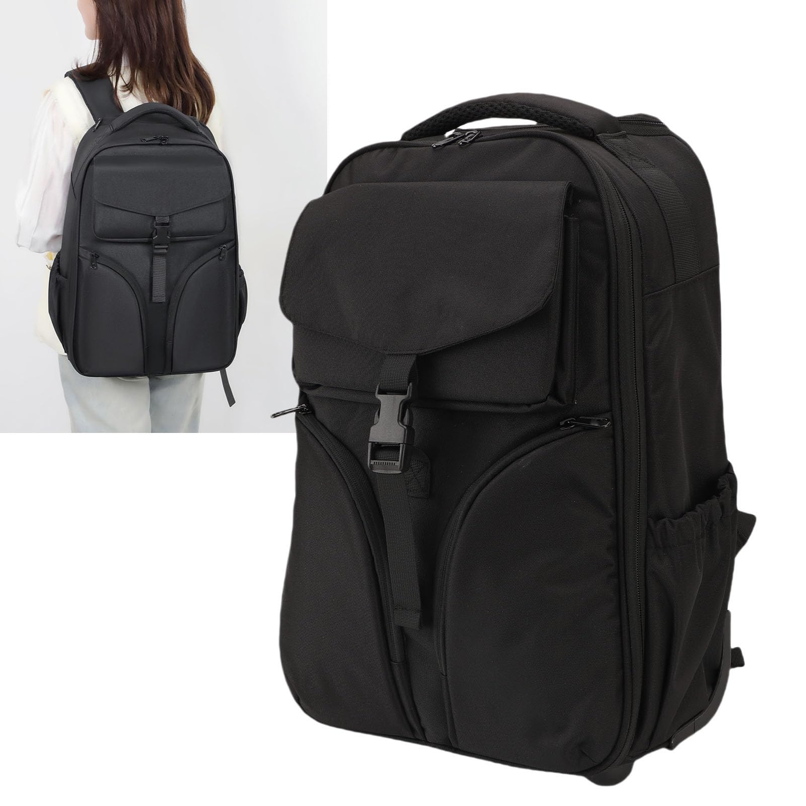 Rolling Backpack, 30L Travel Plecak z Kółkami, Kompresja Próżniowa, Plecak z Plecakiem Wózka do Biznesu i Podróży podróżą