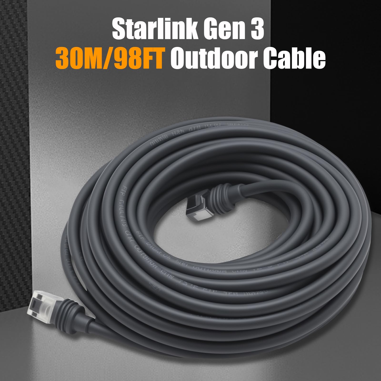 Starlink Gen 3 - Cable para exteriores, extensión Ethernet impermeable para satélite Mini/Rectangular V3, reemplazo de transmisión de datos de alta velocidad