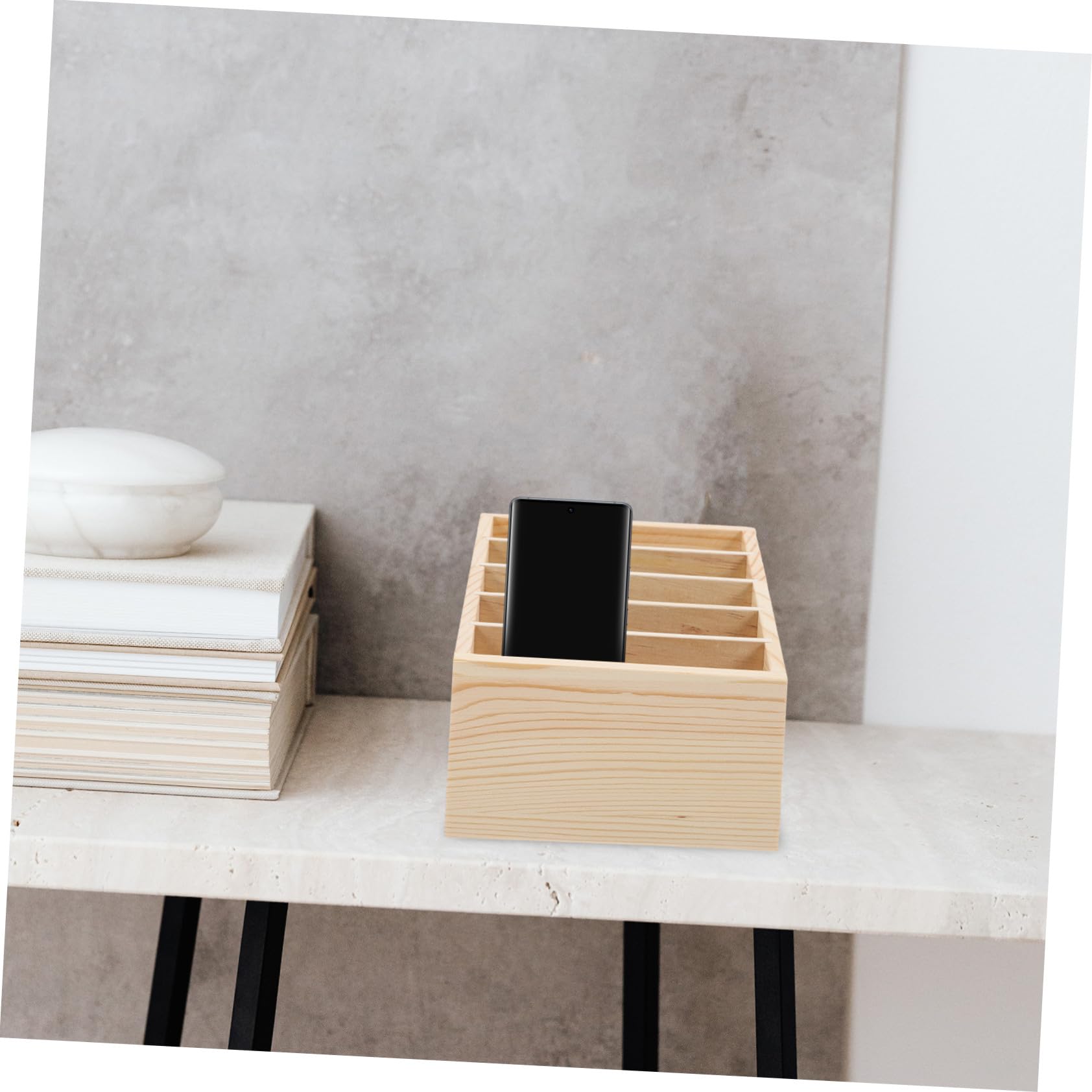 Scrivania in legno a 5 scomparti per telefono, forniture per ufficio e decorazione a forma di cactus, soluzione elegante e funzionale per riporre oggetti da scrivania