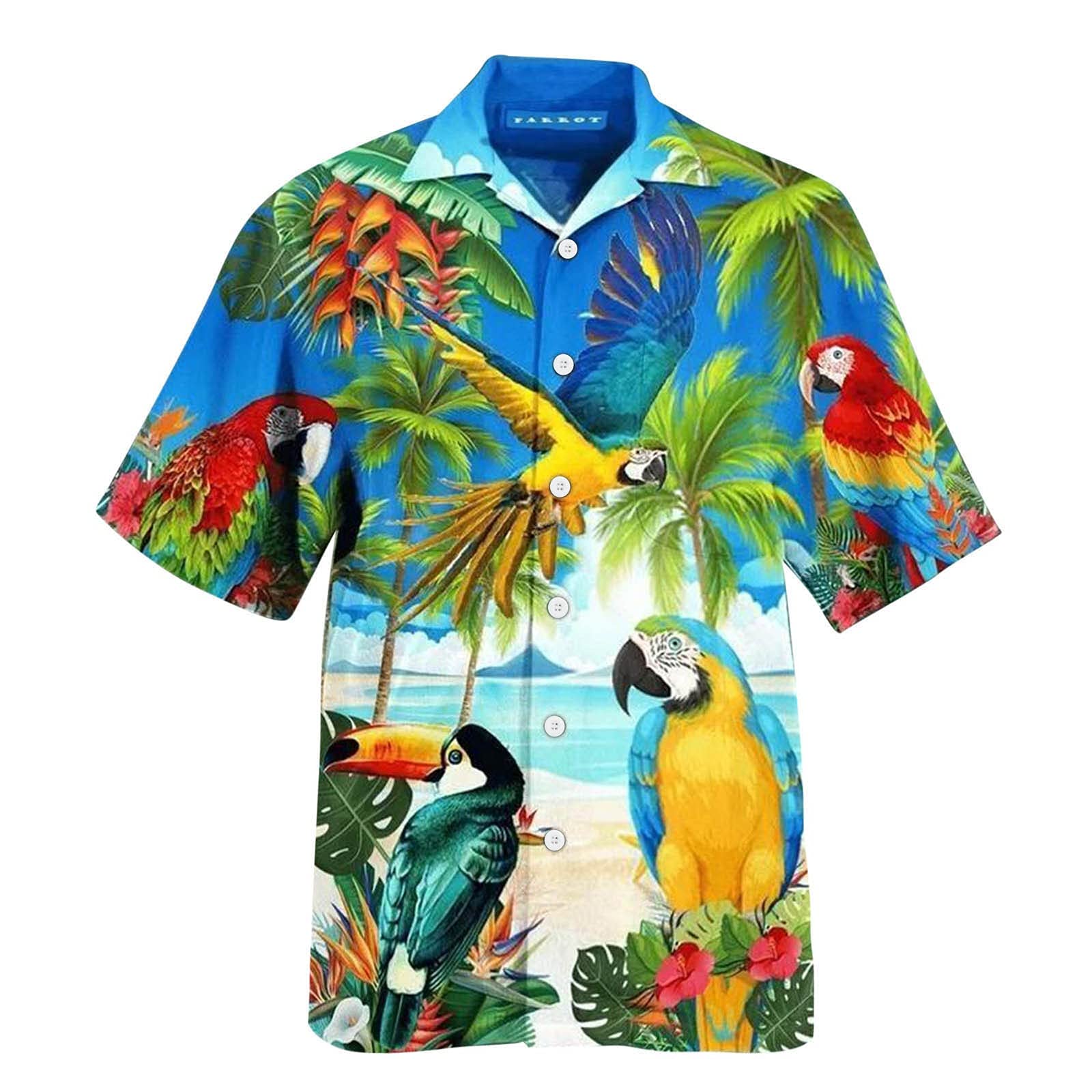 riou Camisas Hombre Casual Estampada Funky Camisas Manga Corta Shirt Camisetas de Playa Elegante Clásica Ligero y Transpirable Primavera Top Ajuste Regular
