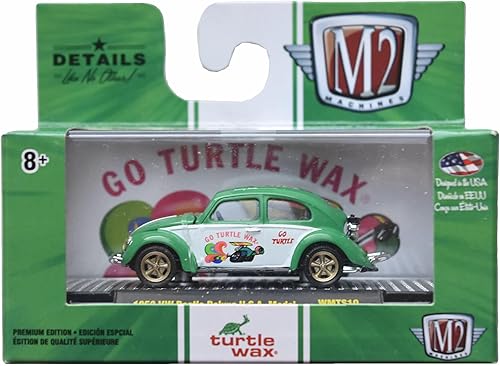 M2 Machines 1953 Volkswagen Beetle Deluxe, VerdeBlanco U.S.A. Modelo 164 Escala fundida a presión