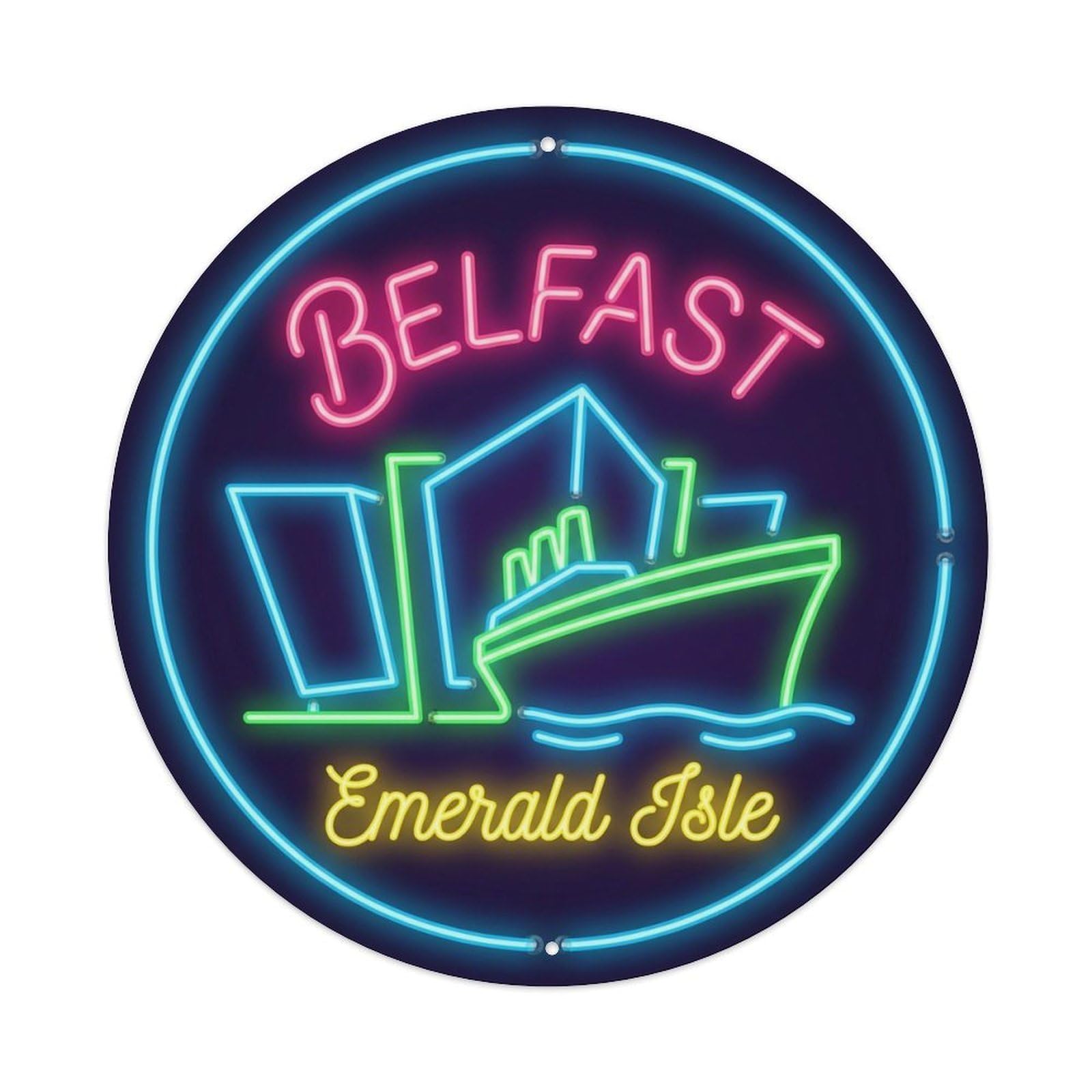 Vintage Travel Belfast Ireland Myth Metal Tin Sign