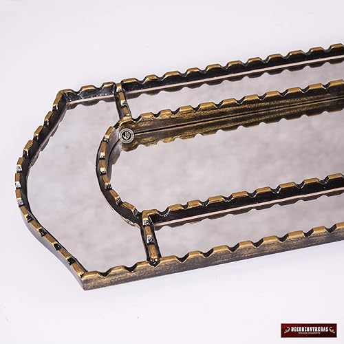 Miniatura 6 de Long Narrow Wall Mirror 35.8" Tall, Antique Gold Narrow Wood Framed Wall Mounted Mirror, Decorative Accent Mirror, Peruvian Hand-Painted Glass