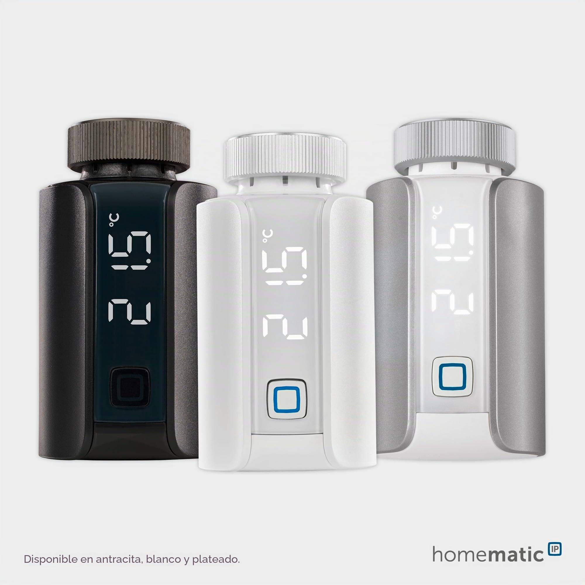 Homematic IP Smart Home 156650A0 - Termostato Digital para radiador, Color Antracita, Control por aplicación, Alexa, Google Assistant, fácil instalación, Ahorro de energía