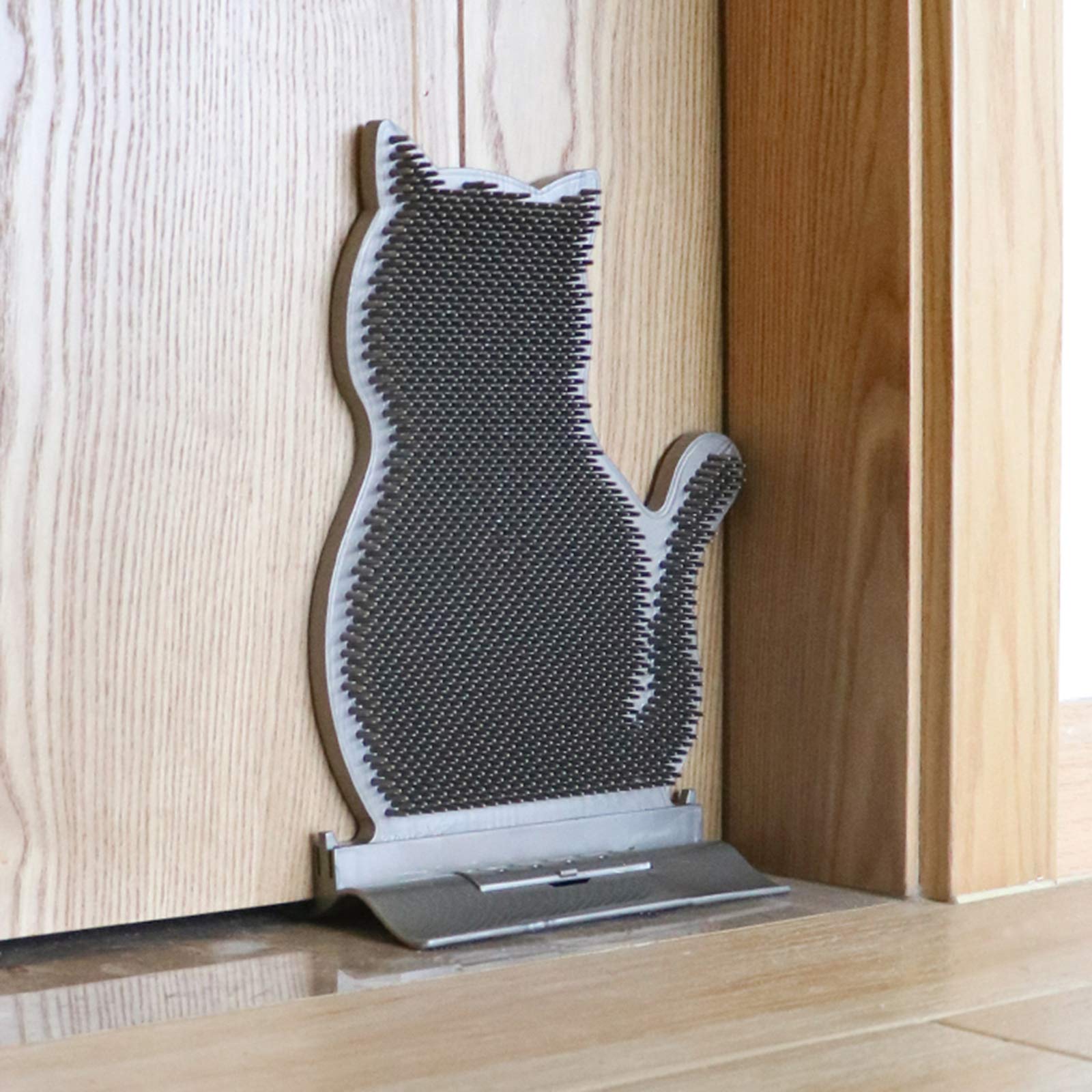 ISAKEN Cat Self Groomer Wall Brush Wall Corner Massage Comb Fixed Door Gap Kitten Puppy Soft Trimming Brush Tool for Long Short Kitten Puppy Hair, Coffee