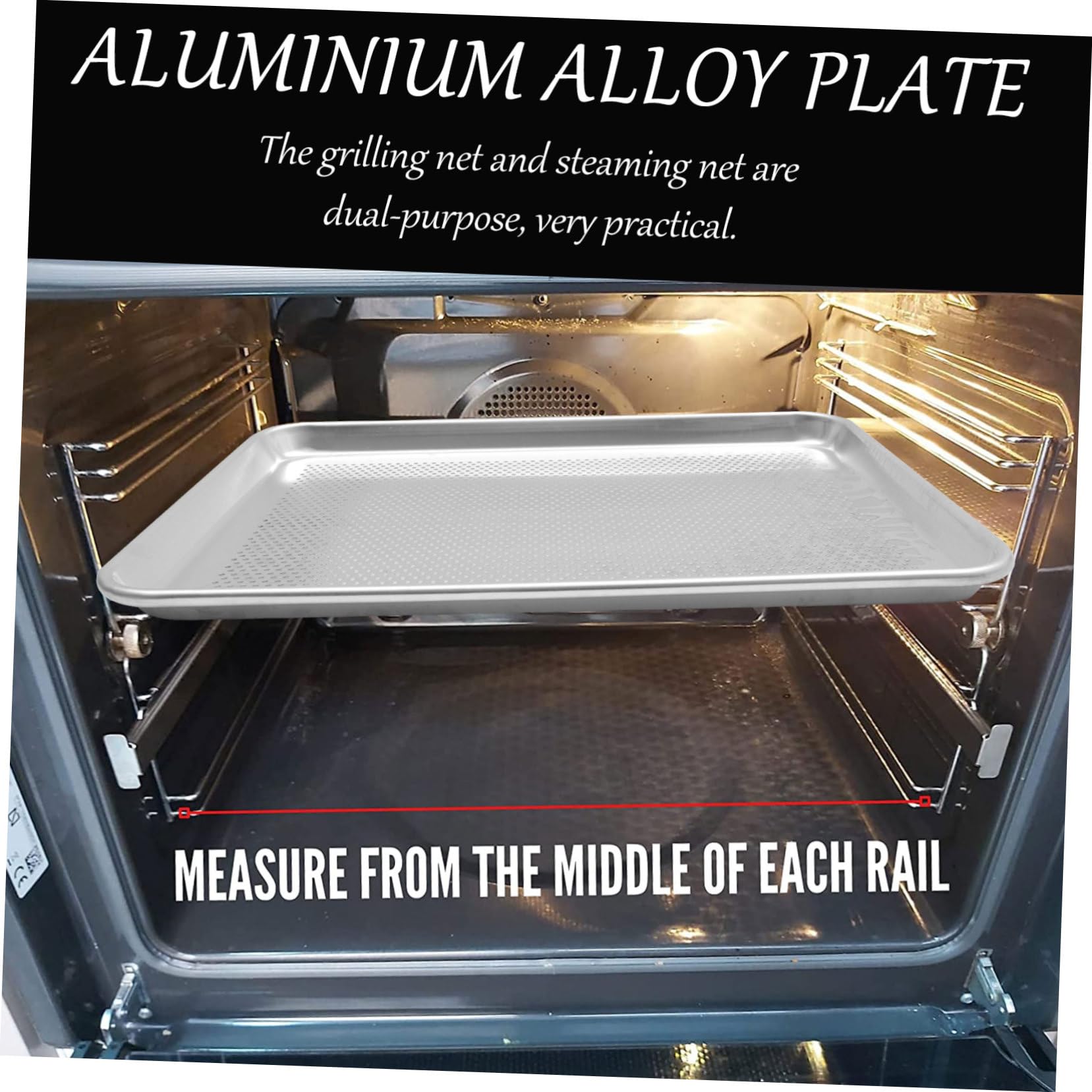 OUNONA Plaque De Cuisson Perforée Rectangulaire En Alliage D'aluminium, 1 Plat à Rôtir Pratique, Pour Pizza Et Gâteau, Adaptée Au Four Et Barbecue, Facile à Nettoyer, Usage Polyvalent