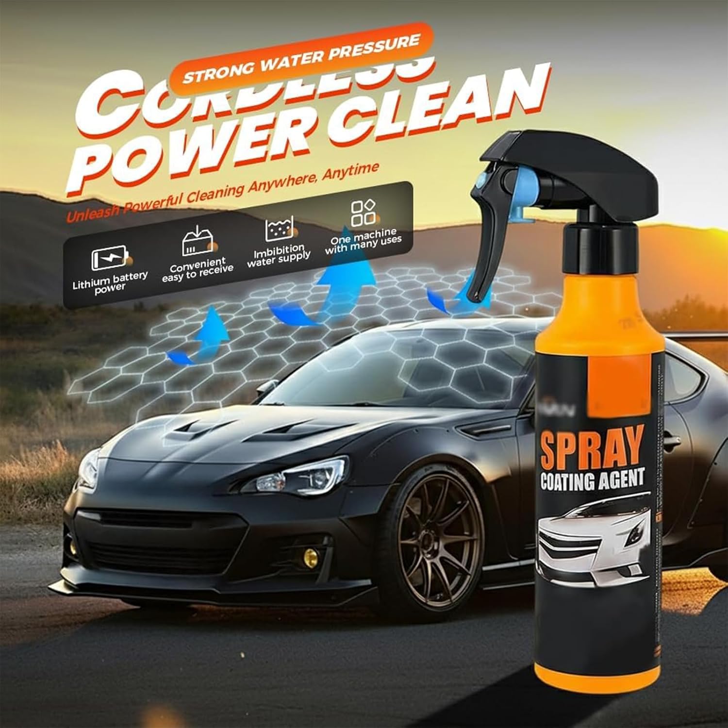 Nano Hydrophobic Ceramic Coating, 300ml Car Coating Spray Kit, 2026 Upgrade Quick Effect Coatings Agent Spray, Easy-to-Sprays Auto Paint Protection, for Car Paint Glass Plastic (3PCS)