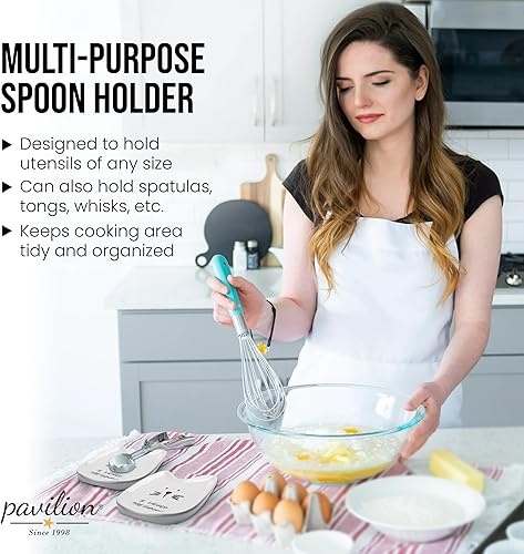 Miniatura 3 de Pavilion Gift Company Blobby Cat plato apoya cucharas I Licked the Spoon de 5 pulgadas color blanco