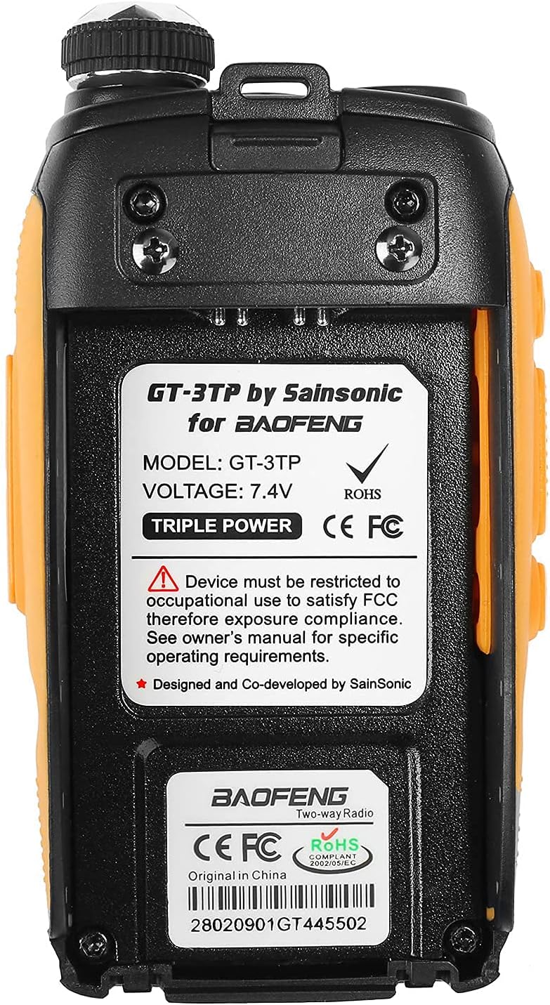 Back of BAOFENG GT-3TP radio with battery compartment