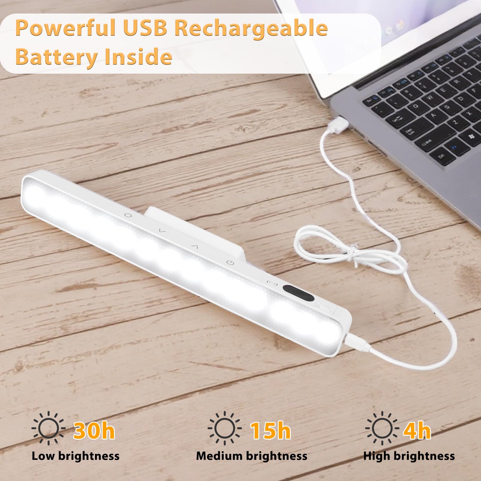 2 sztuki lamp podszafkowych LED z akumulatorem LED, oświetlenie szafki pod umywalkę, z pilotem zdalnego sterowania, 5 temperatur barwowych, dotykowe, ściemniane, bezprzewodowe, do lustra, biur