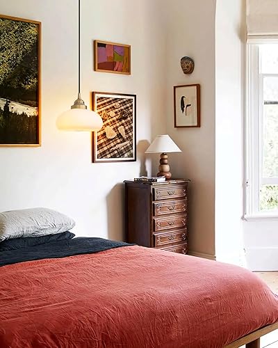 Miniatura 6 de Luces colgantes de cristal para isla de cocina, lámparas colgantes vintage con pantalla de vidrio blanco, lámpara de techo colgante de globo para