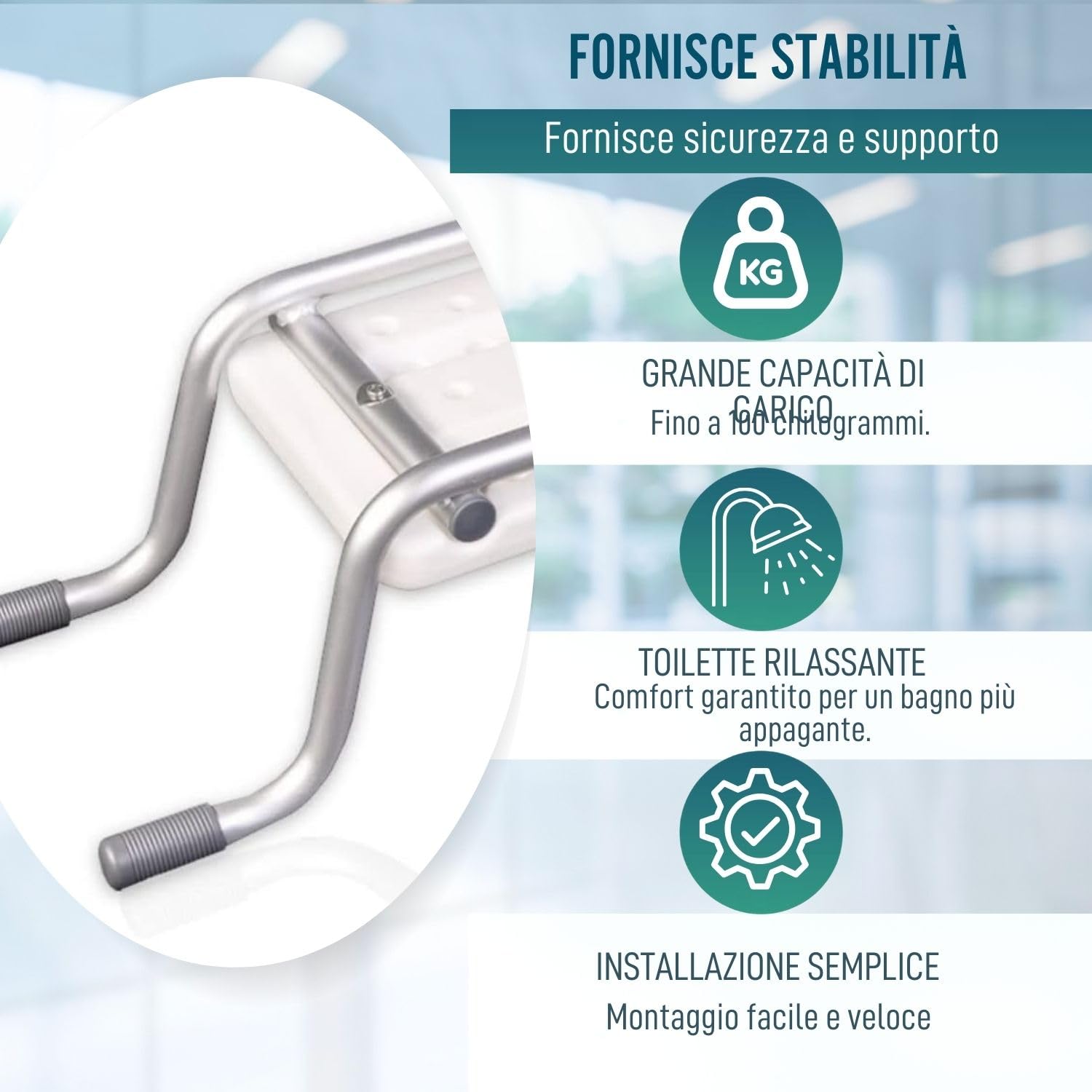 OrtoPrime Sedile Vasca da Bagno Antiscivolo - Sedile per Vasca da Bagno per Adulti e Anziani - Sgabello Vasca da Bagno Ergonomico - Sedile Sicurezza per Vasca da Bagno