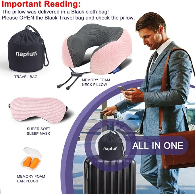 Set 1 Almohada de Viaje Espuma Viscoelástica Rosa miniatura 6