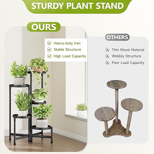 Miniatura 6 de Soporte para plantas de 5 niveles para interiores, soporte escalonado para plantas al aire libre para múltiples plantas, estante de esquina para