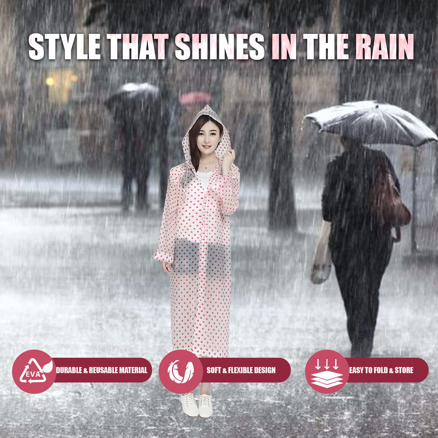 HACER EVA Rain Coat Waterproof with Hood Transparent Waterproof Rainwear Bike Rainsuit for Men & Women (Universal Size, Random Colors) 3