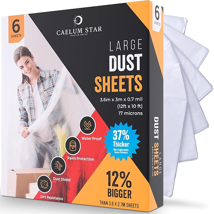 Buy Caelum Star Large Plastic Dust Sheets for Decorating 6 Pack 3.6m