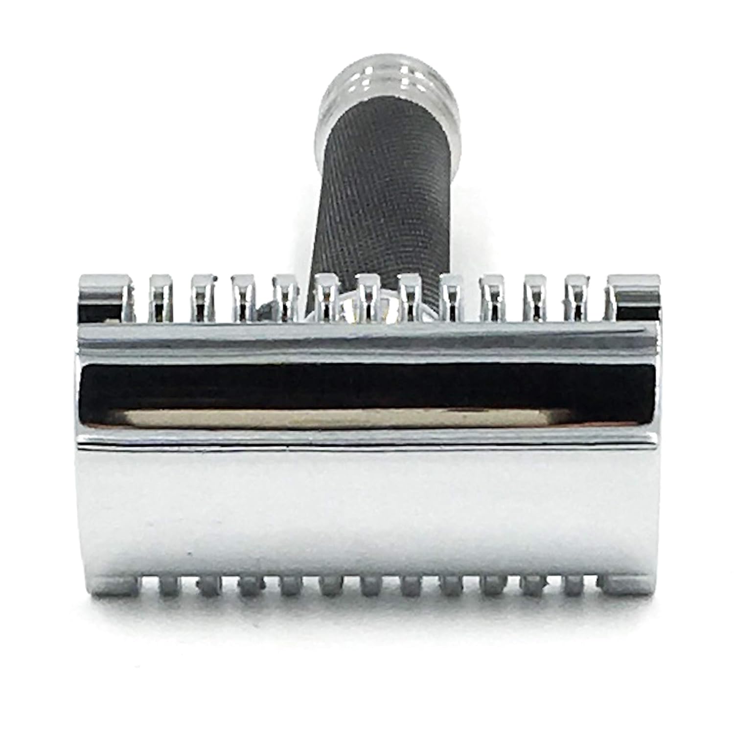 Parker Open Comb Double Edge Safety Razor – Heavyweight Chrome Handle for Closer Shaves – Includes 5 Razor Blades – Ideal for Men with Thick or Coarse Beards (26C - Graphite Gray)