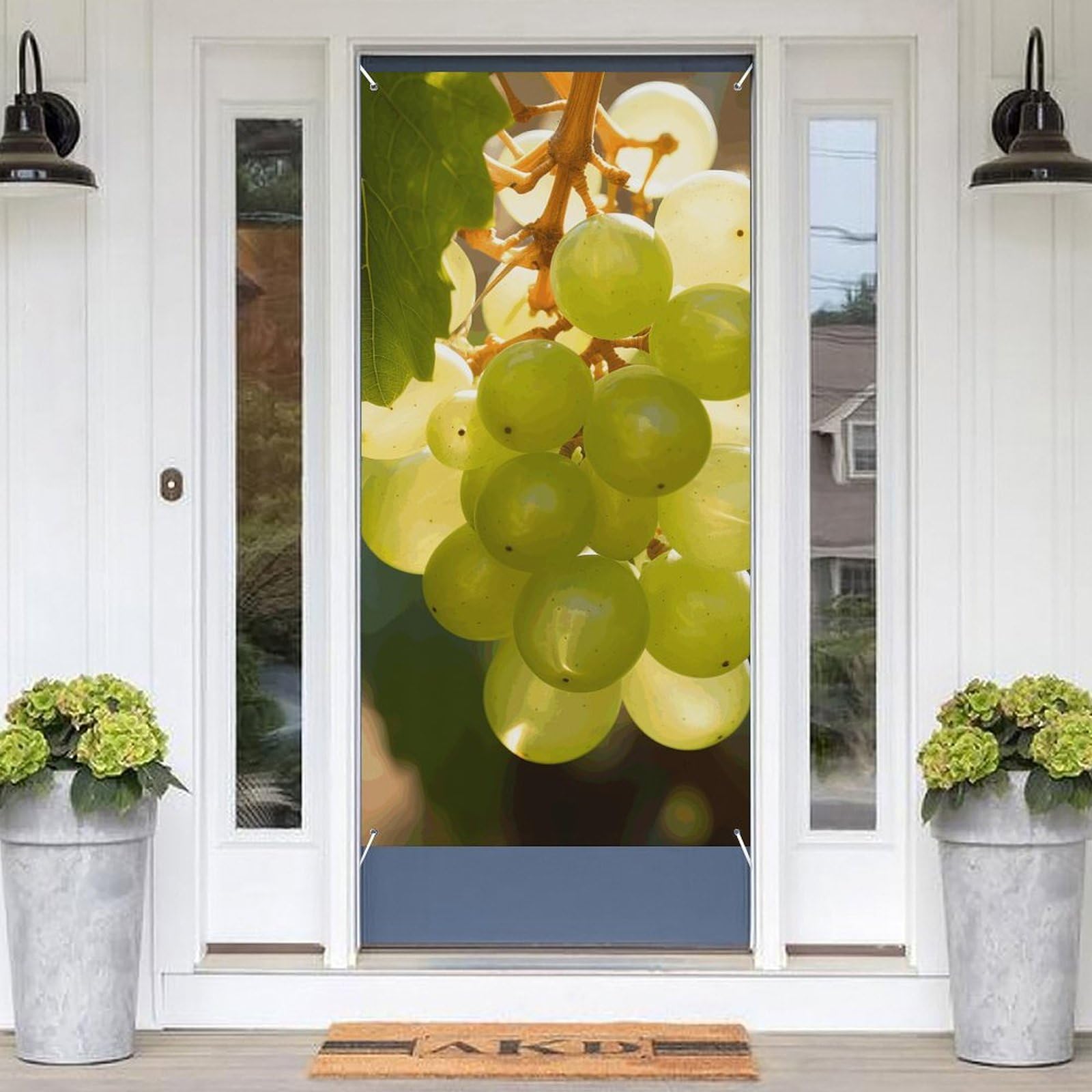 KLOPH Door Cover Decoration Welcome Door Banner Porch Sign Photo Background Doors Curtains for Doorway Privacy Window Curtain Green Grape Hanging Porch Cover Indoor Outdoor Decor 70.9x35.4in