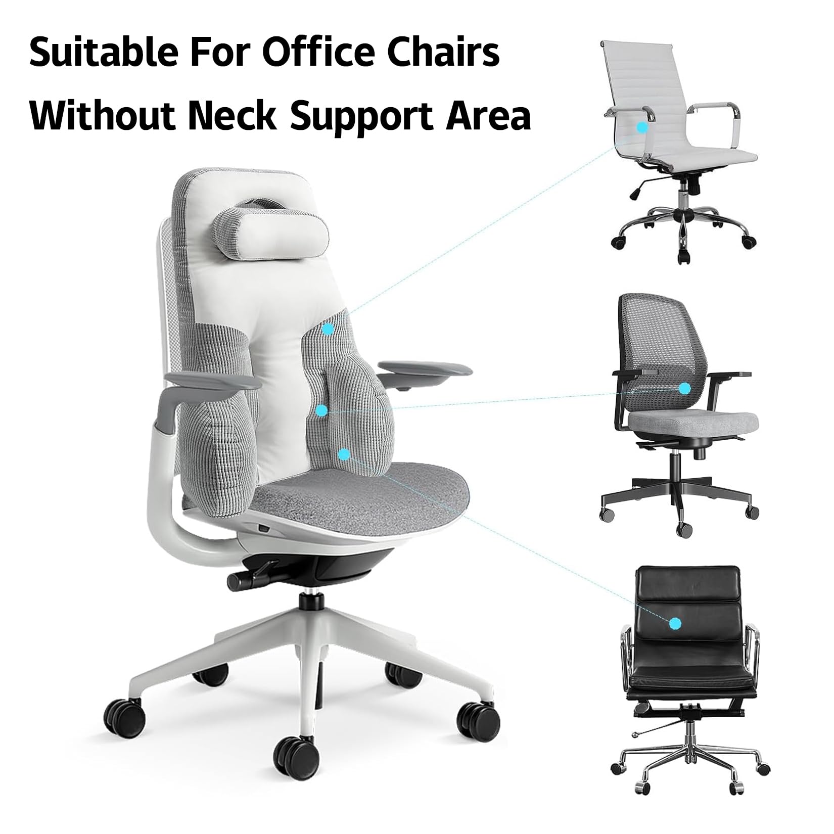 Cojín para Asiento Y Soporte Lumbar Cojín De Silla Oficina, Cojín De Coxis para Silla De Oficina Y Coche, Cojín Lumbar, Cojín Ortopédico para Sentarse Y Almohada para Soporte De Espalda