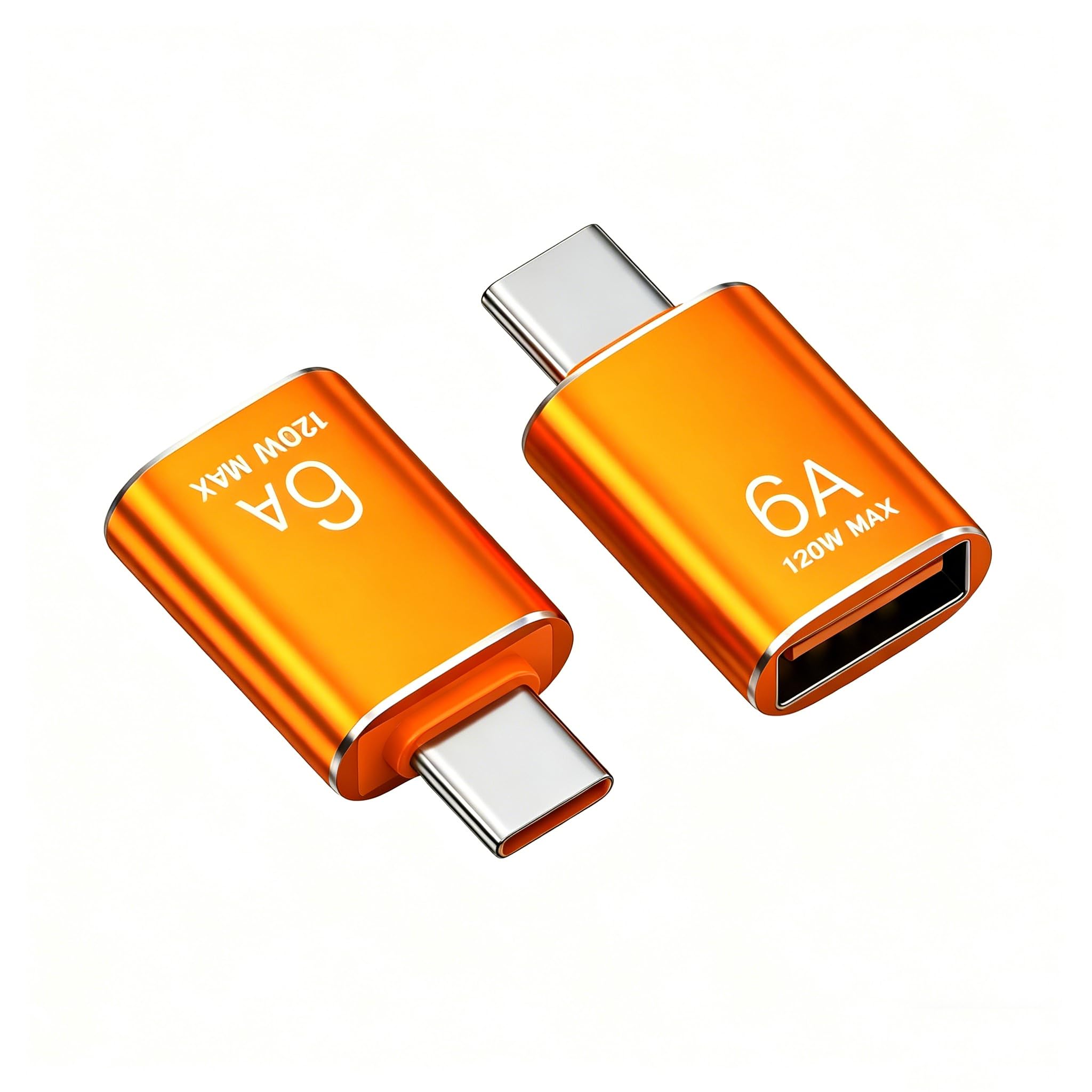 BOMIE Paquete de 2 adaptadores USB C a USB, 6 A, 120 W, carga rápida, transferencia de datos de 10 Gbps, USB C macho a USB 3.2 hembra, adaptador OTG para teléfono 15/16/17, almohadilla, M-acBook Pro