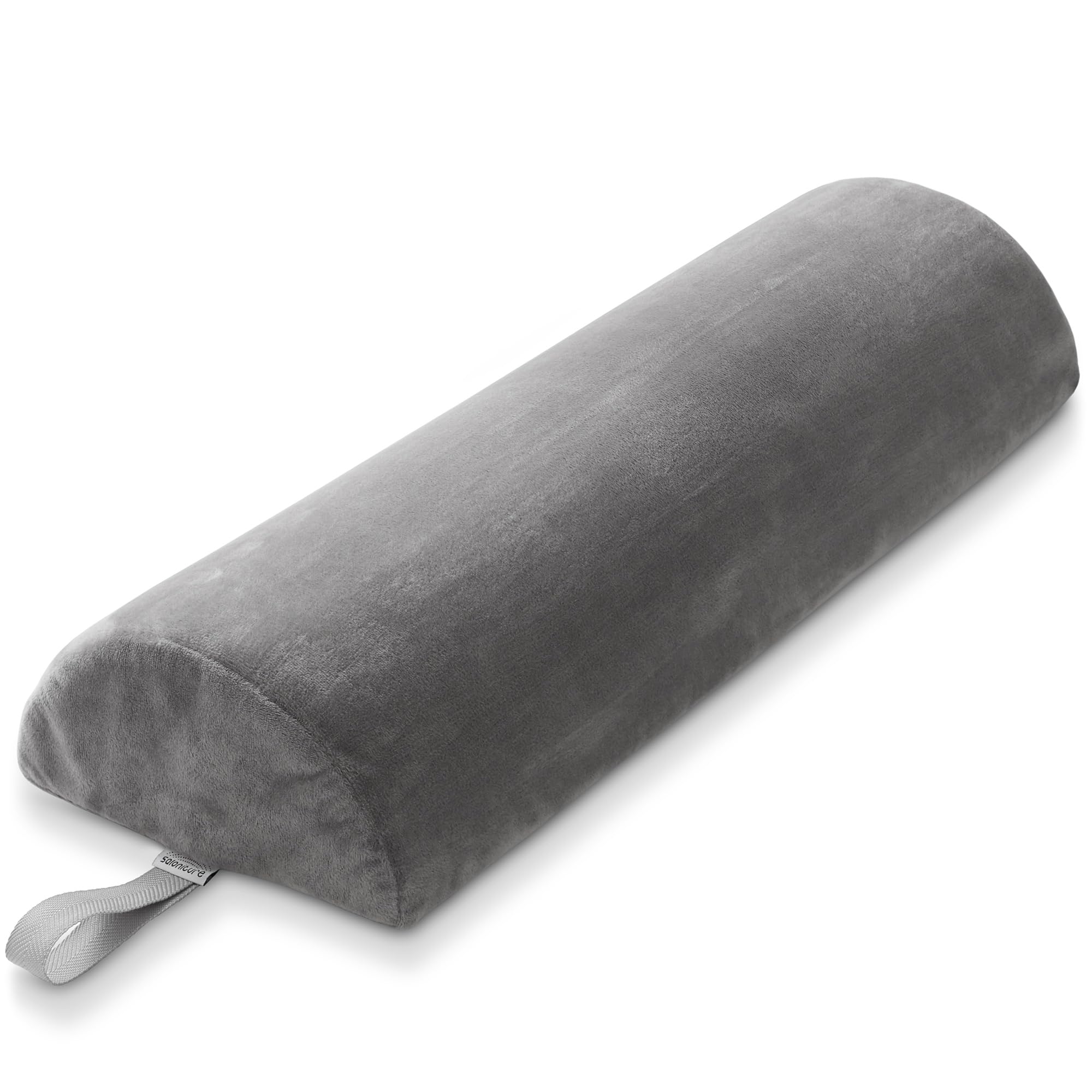 Saloniture Jumbo Half Round Massage Table Bolster Under-Knee Pillow Pad - 26 x 9 x 4.5 Inch - Gray Velour