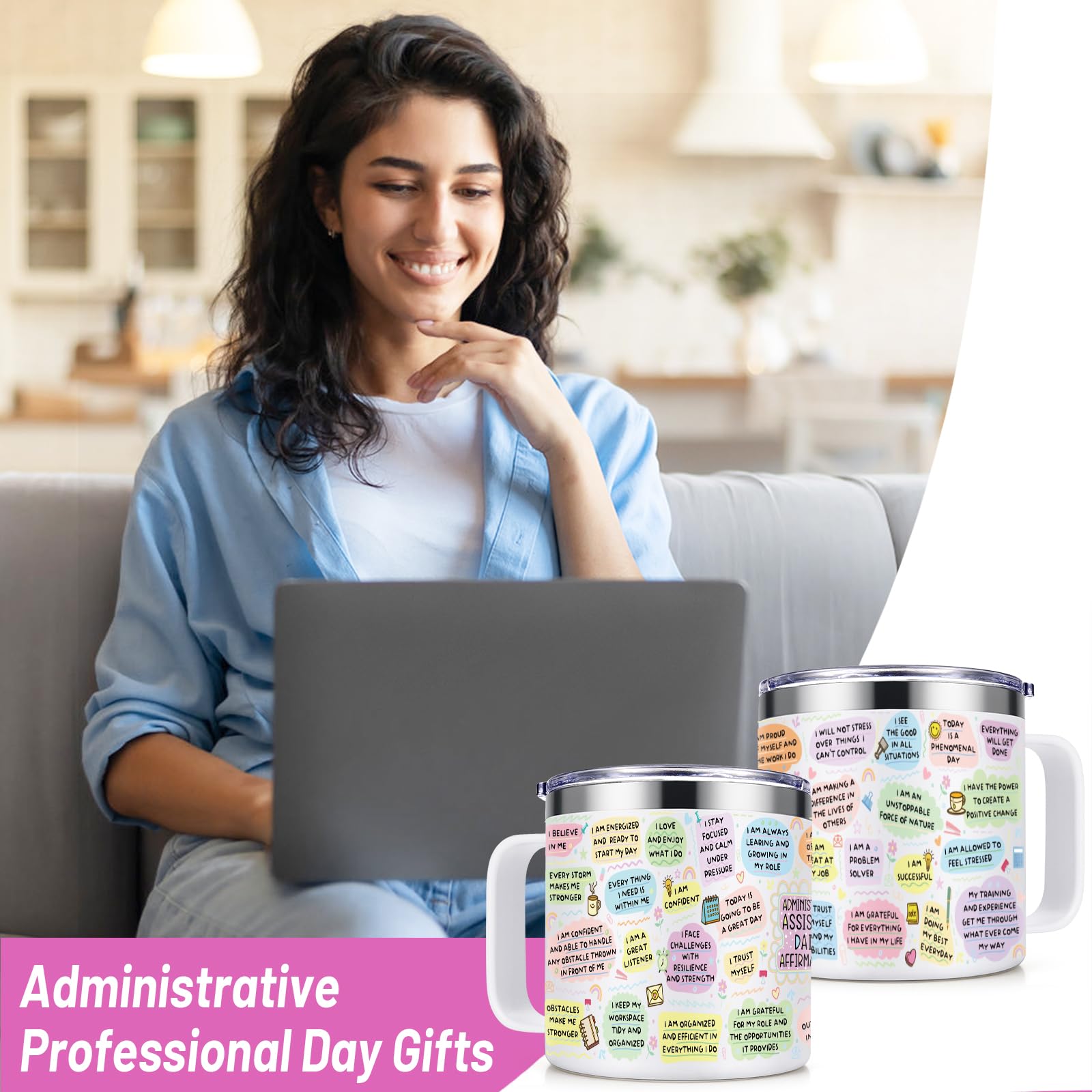 Lifecapido Administrative Professional Day Gifts, Administrative Assistant 14oz Insulated Coffee Mug, Administrative Assistant Gifts, Birthday Appreciation Gift for Administrative Assistant, White