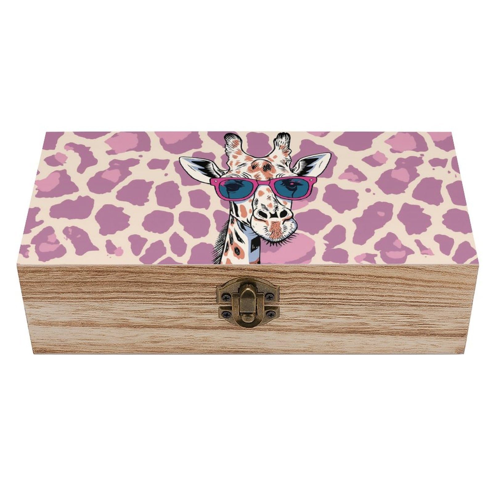 SMAZDFXX Funky Giraffe Wooden Storage Box Multipurpose Decorative Box for Jewelry Photo Home Decor