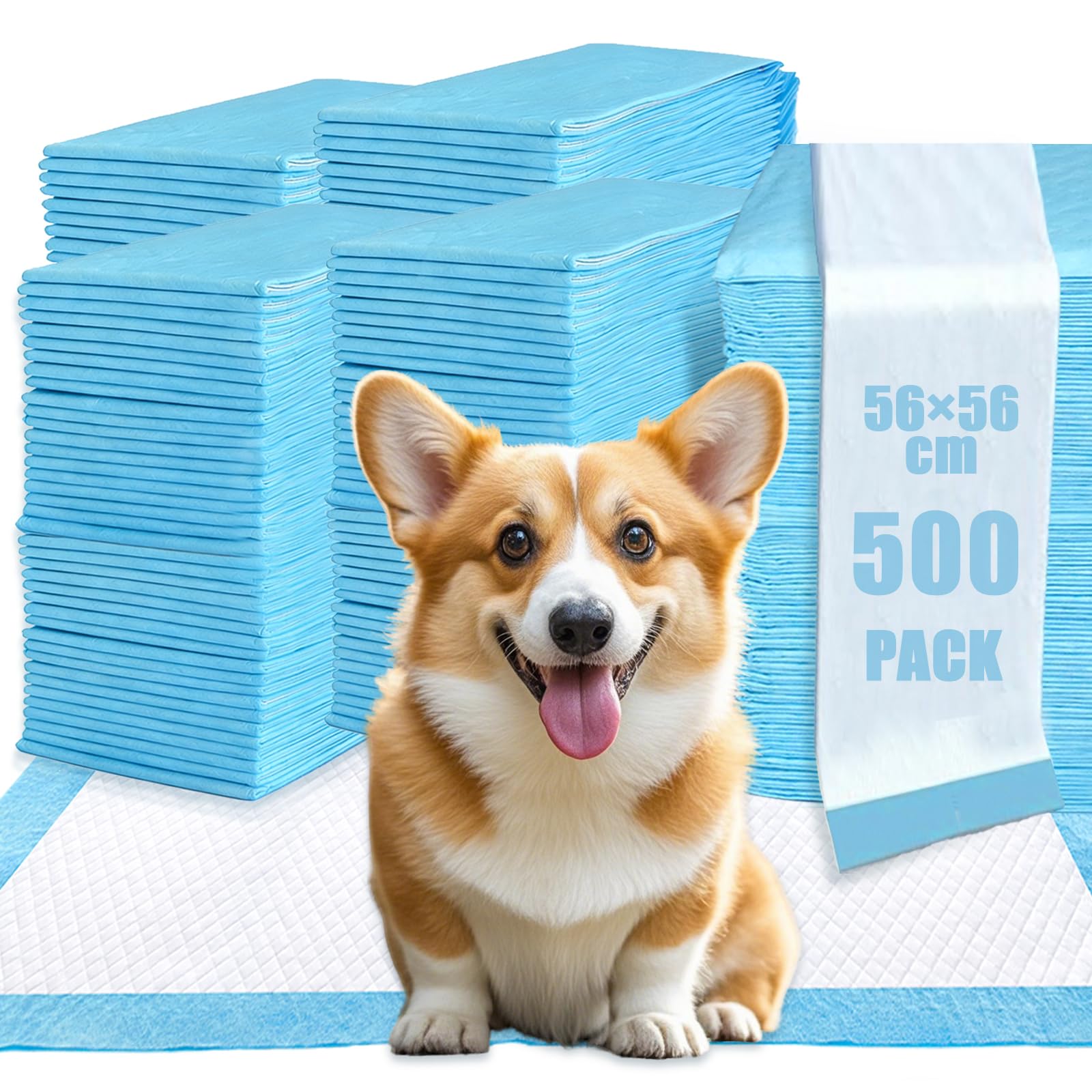 Large Puppy Pads 500 Pack, 56ร56cm Disposable Puppy Training Pads, Leakproof Dog Training Pads, Absorbent Cat Dog Pads for Pee with Quick-Dry Surface โ image 1
