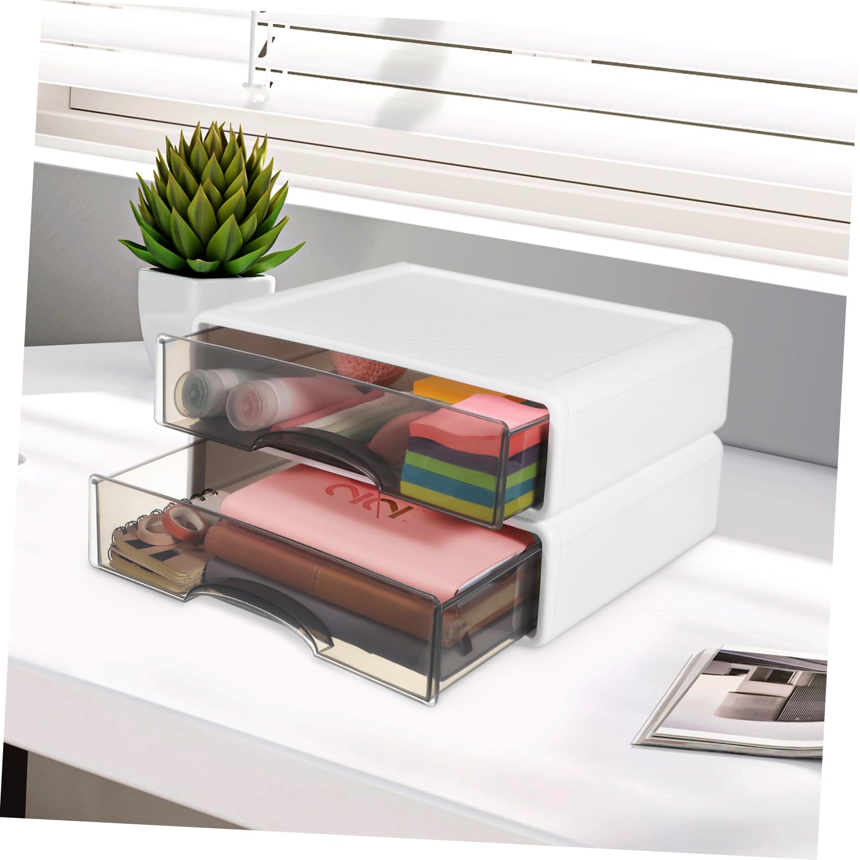 2piezas Caja De Almacenamiento Para Escritorio De Organizador De Papelería Soporte Para Maquillaje Archivador Organizador De Suministros Para Manualidades