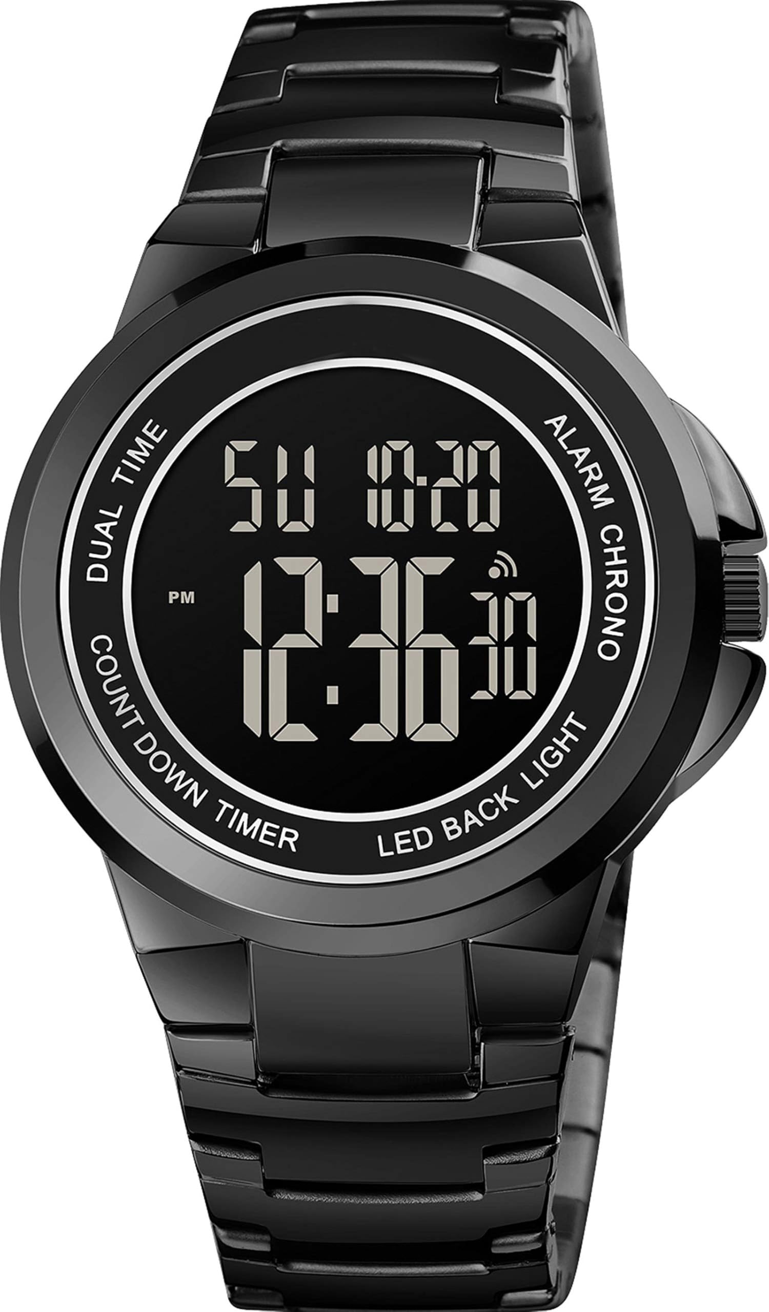 findtime Orologio digitale a LED da uomo, calendario, in acciaio inox, minimalista, per uomo, oro, Oro rosa, Bracciale