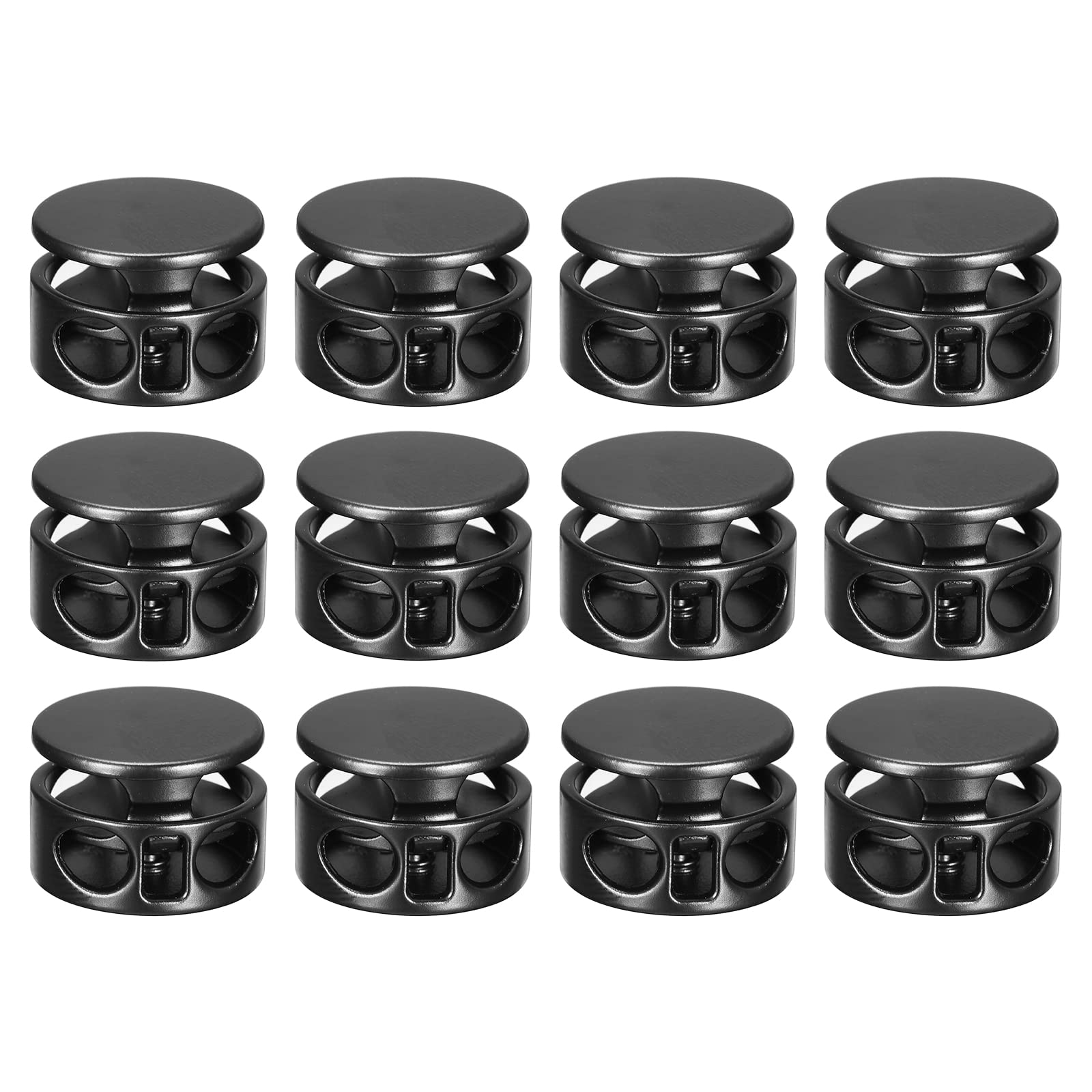 uxcell 12pcs Metal Cord Locks, 3.5mm Double Hole Spring Stopper Fastener Slider Toggles End for Drawstrings Bag Backpacks Clothing Lanyard,