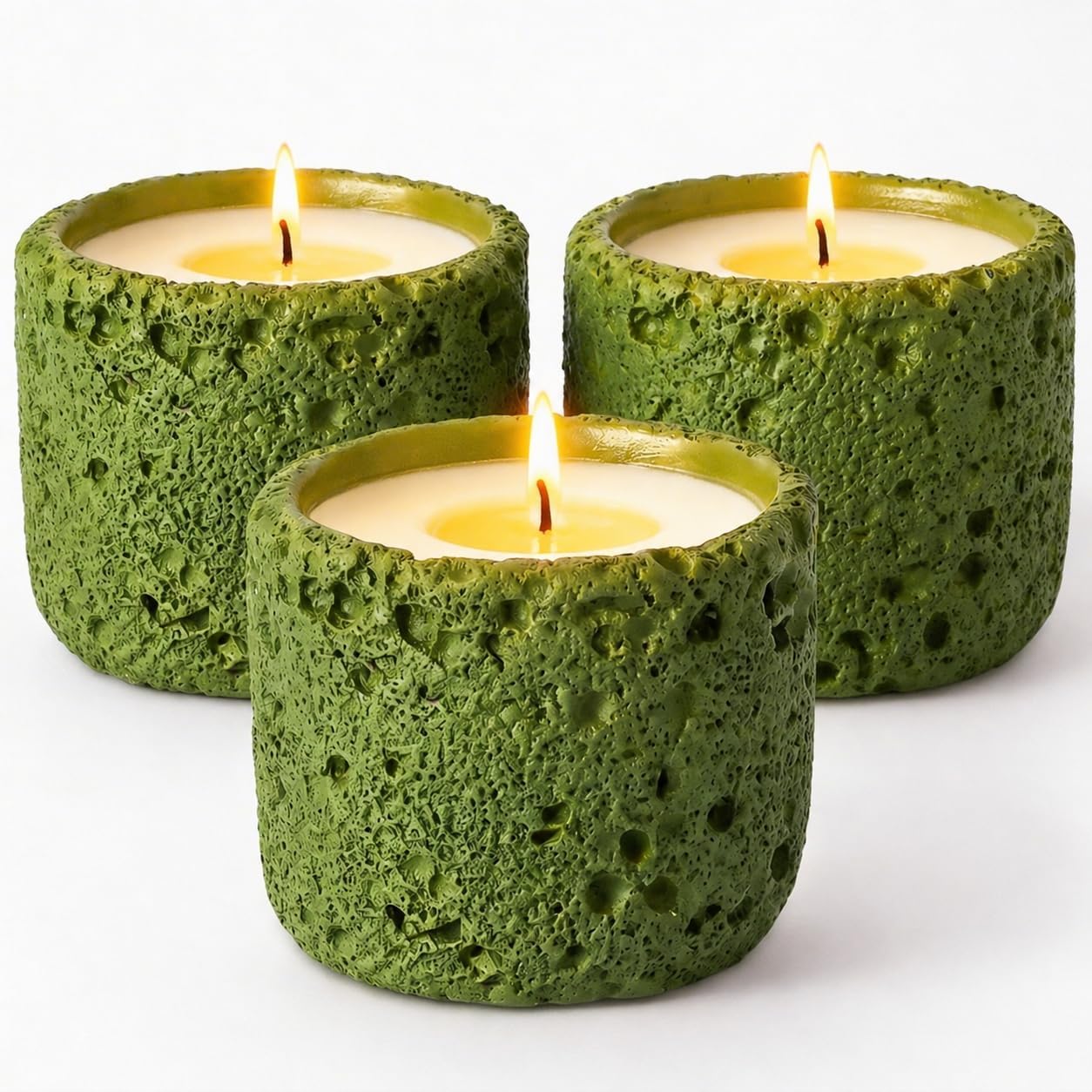 Viyffo 3 Pack Citronella Candles Outdoor, Green Lemongrass Candle Set Indoor, Citronella Candles for Home Scented, Non Toxic Soy, Ceramic Jar for Patio Décor & Camping Gift (6oz, 12 Hour Burn Each)