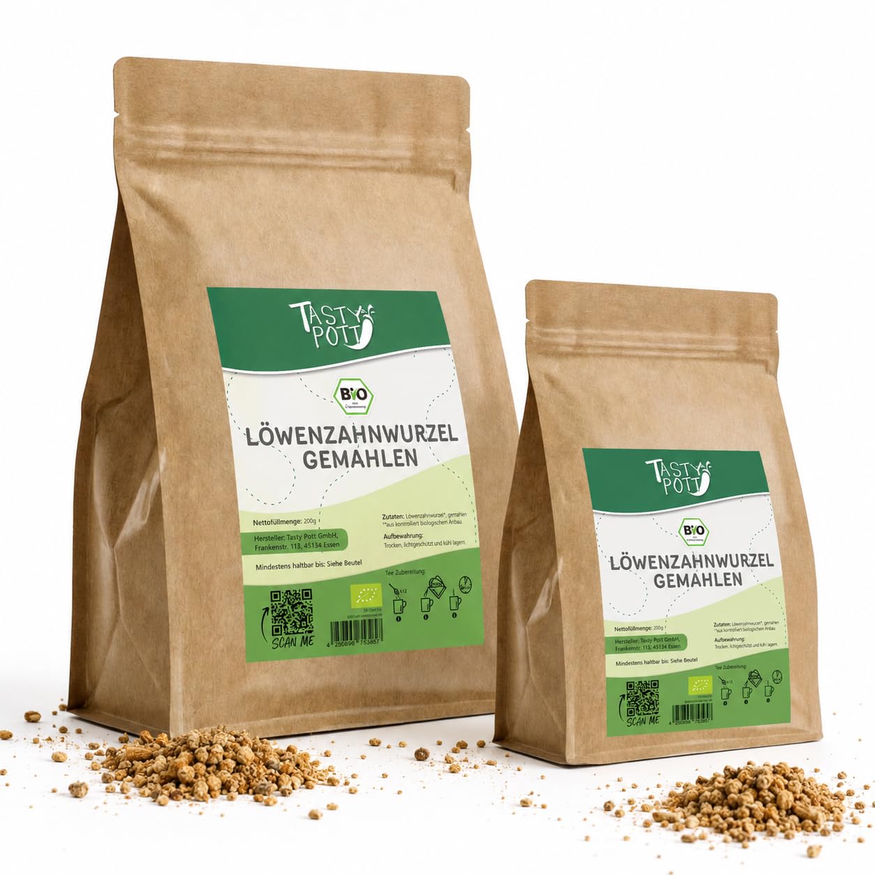 Tasty Pott Bio Löwenzahnblätter getrocknet und geschnitten I Löwenzahn I Vegane Ernährung I Tee kochen I Heimische Kräuter I Teekraut I Im Beutel 1000g
