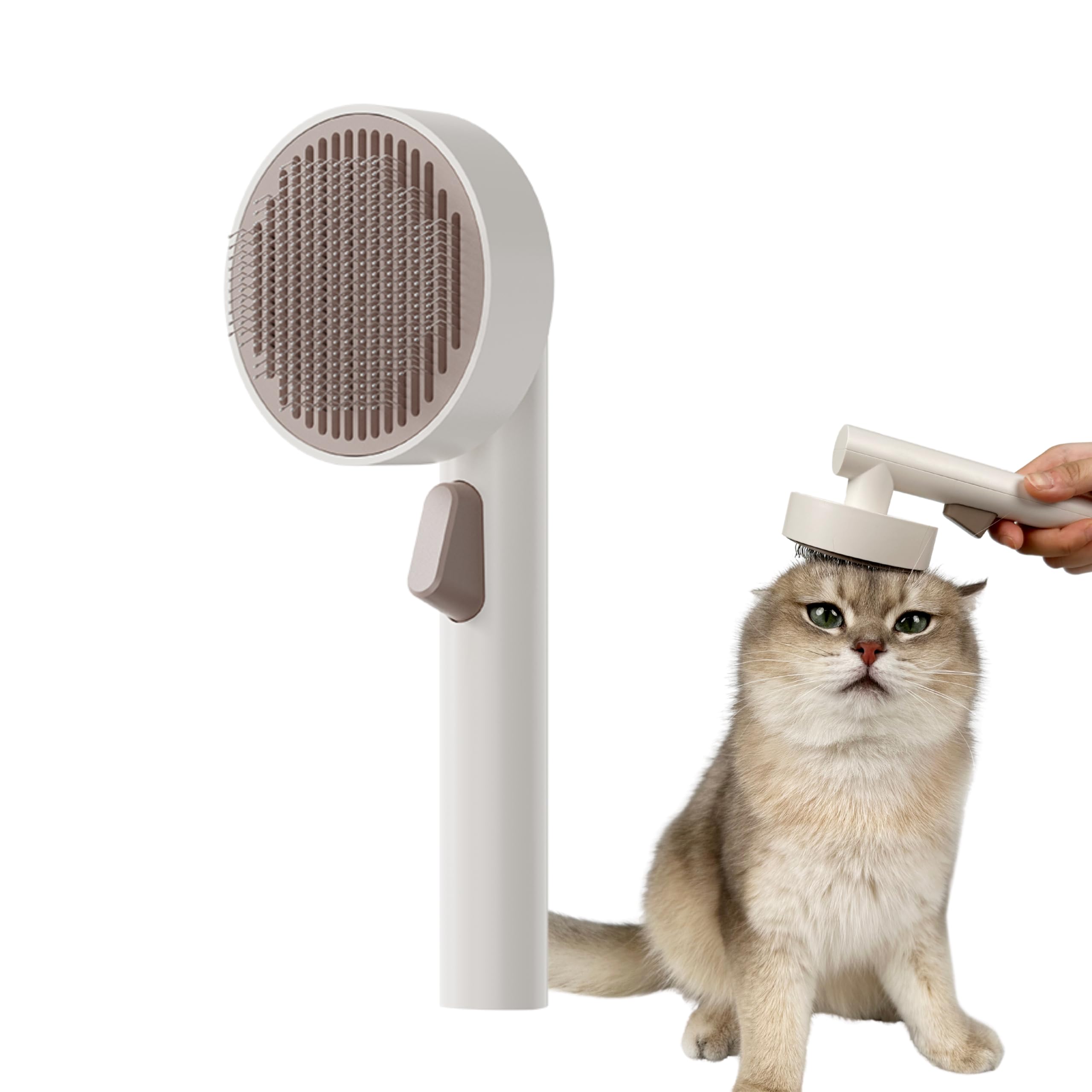 VOOCOO Self-Cleaning Dog &amp; Cat Brush - 140° Angled Bristles for Sensitive Skin, 1-Button Fur Removal, Pain-Free Deshedding Tool for Shedding Control, Long/Short Hair Grooming (Dusk)