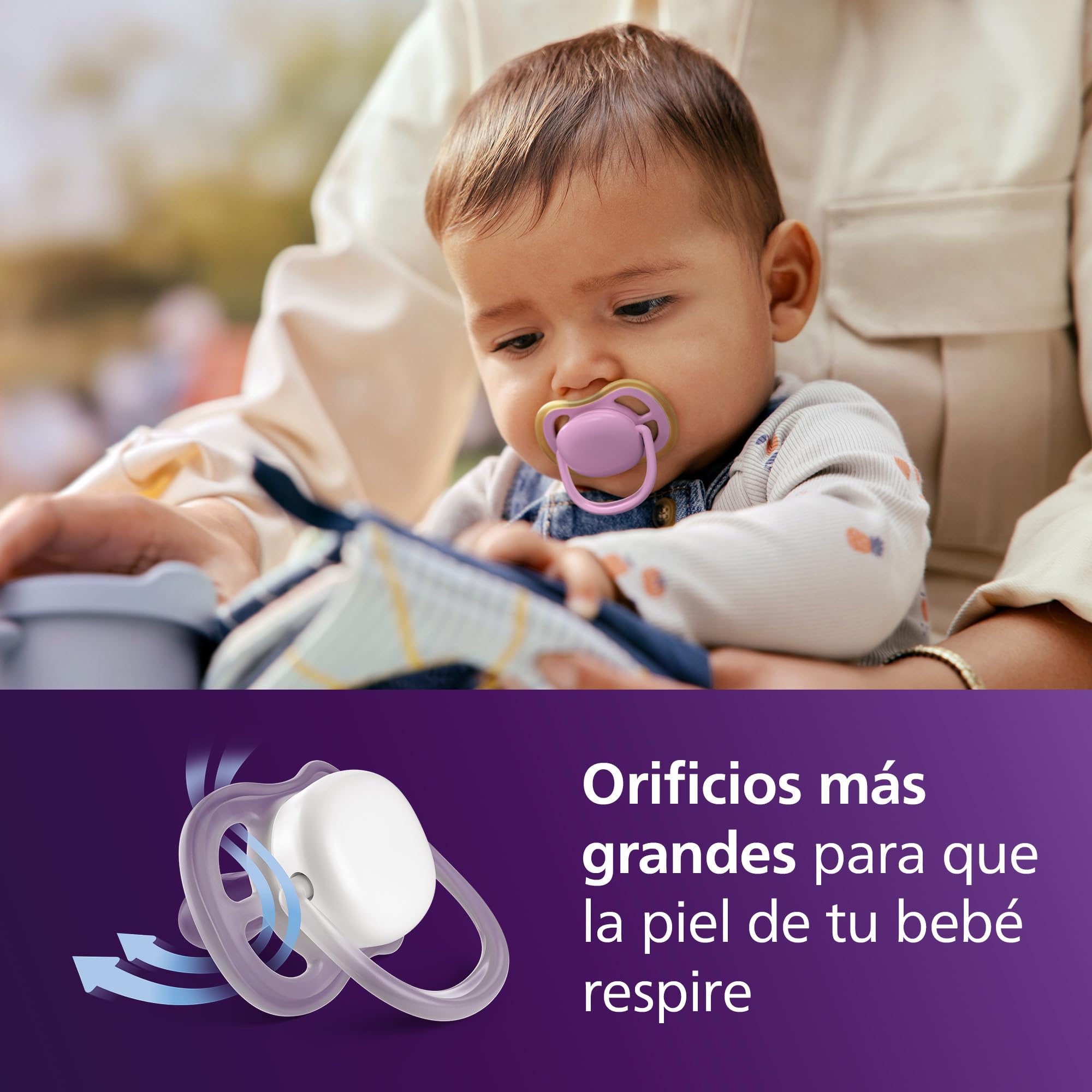 Philips Avent chupetes ultra air: diseño anatómico, para bebés de 6 a 18 meses, tetina simétrica de silicona suave, sin BPA, 2 estuches esterilizadores, paquete de 4, SCF087/25