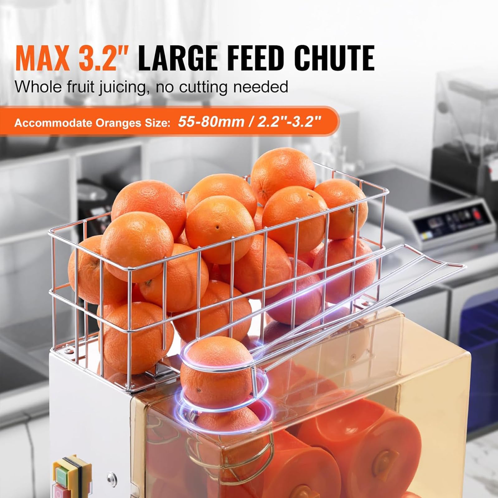 Machine à jus d'orange automatique commerciale,Avec robinet,Presse-agrumes automatique acier inoxydable,pouvant presser 20 oranges par minute,avec boîte filtre extractible,2seaux récupération