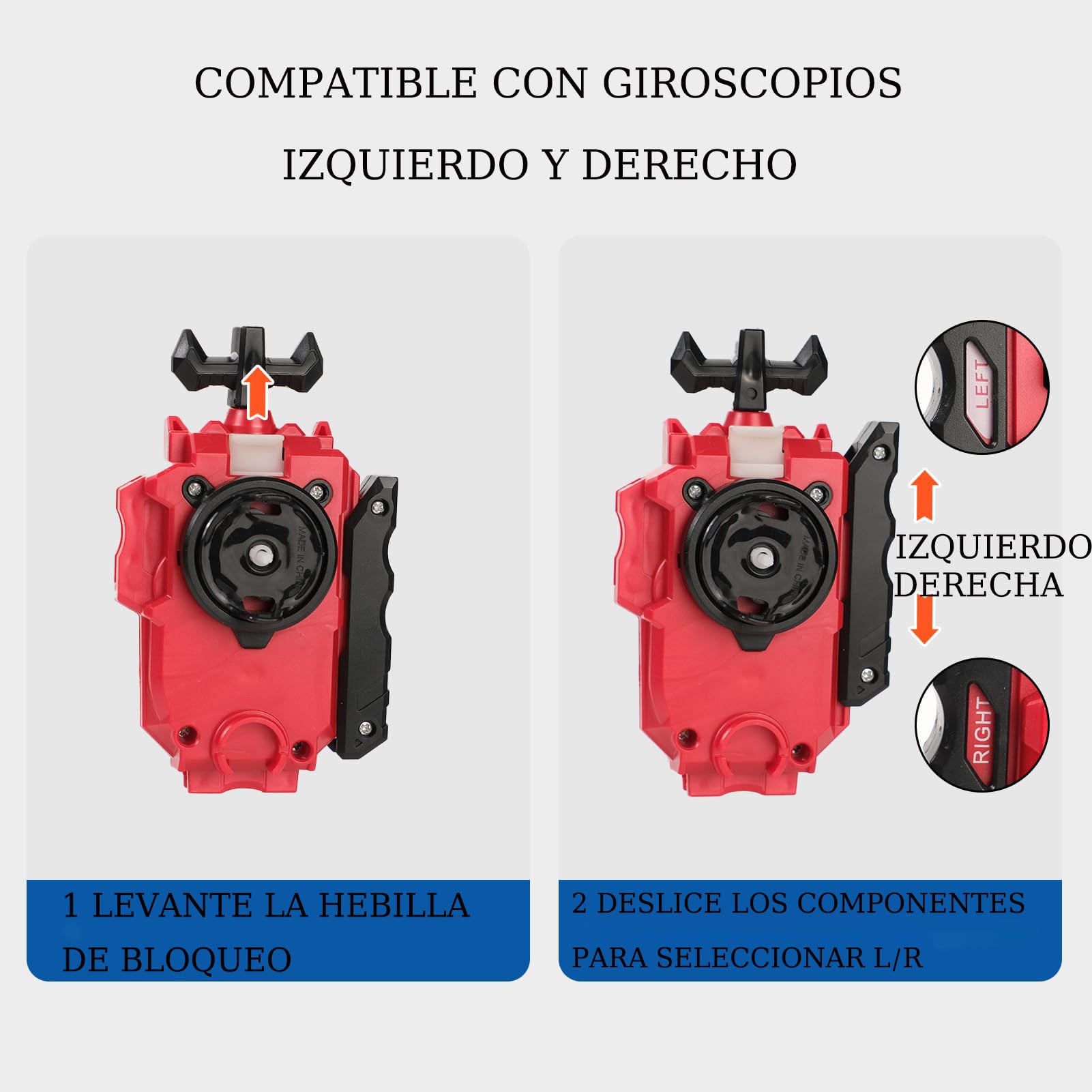 AIBREAY Burst Gyro Launcher con Mango, no Compatible con la Serie X, 2 Piezas Peonzas Launchers para Spinning Tops Burst, Lanzamiento Dual Alta Velocidad, Juguete de Batalla para Niños