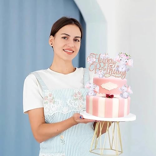 Miniatura 8 de Decoración para pastel de cumpleaños de elefante rosa, 3 piezas, elefante, feliz cumpleaños, pasteles, selva, animal, elefante, decoración de fiesta