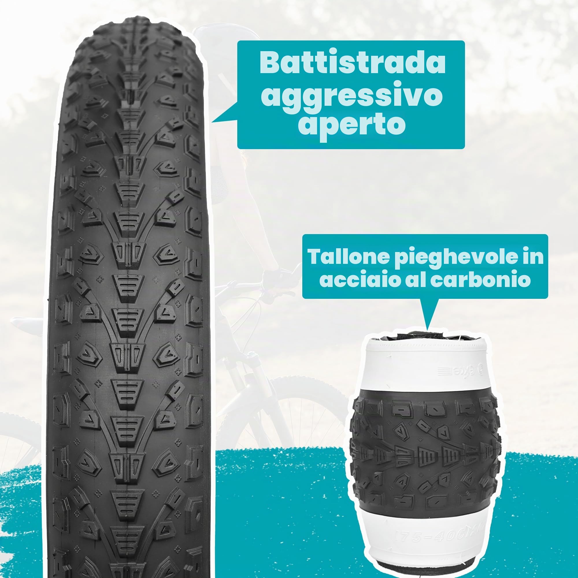 ZUKKA 20/26 pollici Heavy Duty - Pneumatico per bicicletta elettrica, 20/26 x 3,0 cm, per bicicletta elettrica, compatibile con Wide Mountain Snow Bicycle