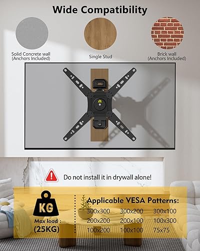 Miniatura 2 de FORGING MOUNT Soporte de pared giratorio para televisores de 13 a 49 pulgadas, soporte de pared extensible vertical y horizontal, soporte de TV para