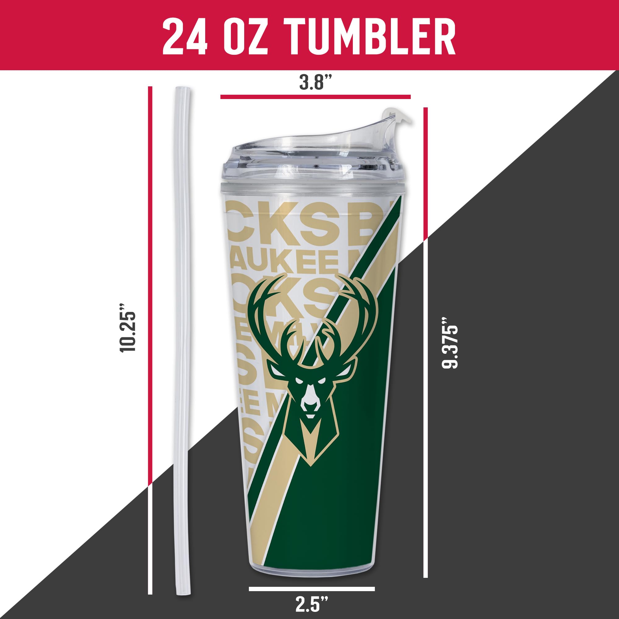 Rico Industries NBA Basketball Utah Jazz - Vaso acrílico de 24 onzas con tapa con bisagras, vaso de doble pared con licencia oficial y popote