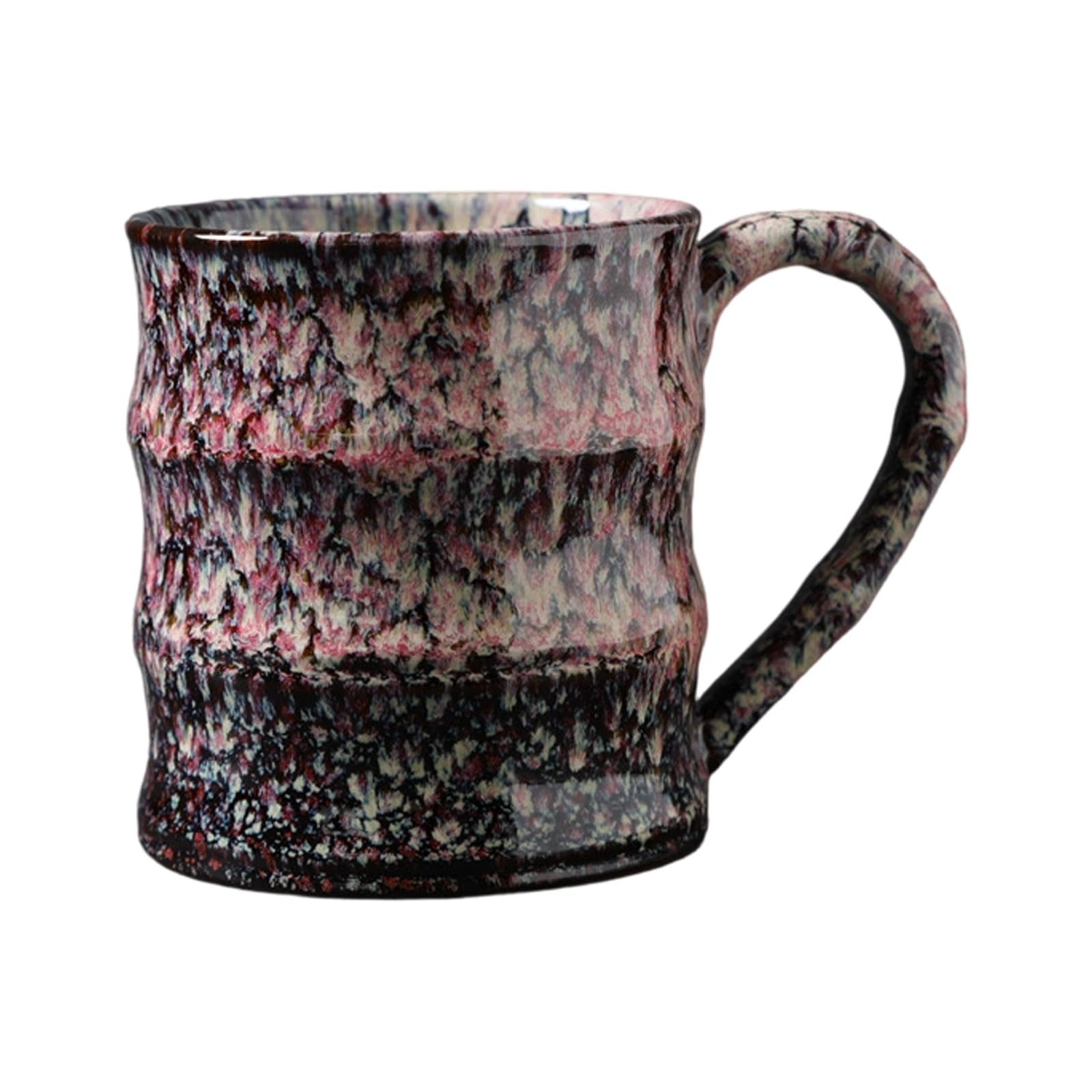PANGBOER Home Kitchen Ceramic Coffee Mug 500ml Glazed Ridged Cup with Rounded Handle for Tea Milk Desk Beverage Moments