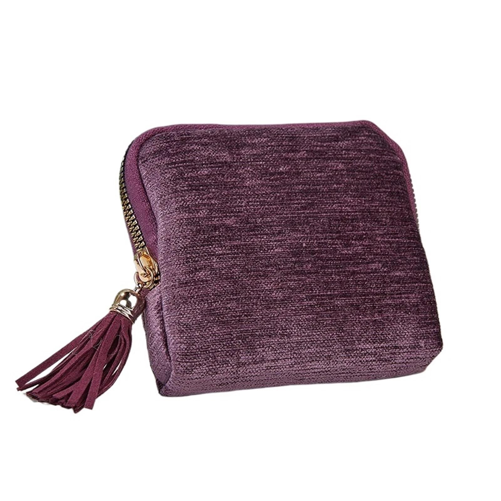 WEOKDFHA Jewelry Storage Bag Portable Multi-layer Tassel Jewelry Storage Bag Travel Jade Bracelet Large-capacity Zipper Packaging Organizer(Purple)