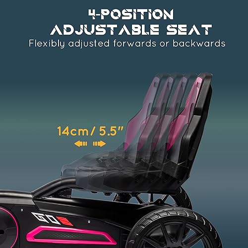 Miniatura 3 de Aosom Go Kart con pedal para niños, juguetes para montar al aire libre con eje oscilante, asiento ajustable, freno de mano, 4 ruedas que absorben