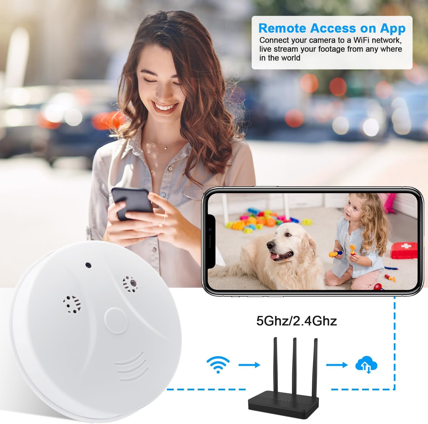 WiFi Spy Smoke Detector Hidden Camera 1080P HD Video Camera Wireless Security Camera with Night Vision, Motion Detection, Remote View for Home and Office