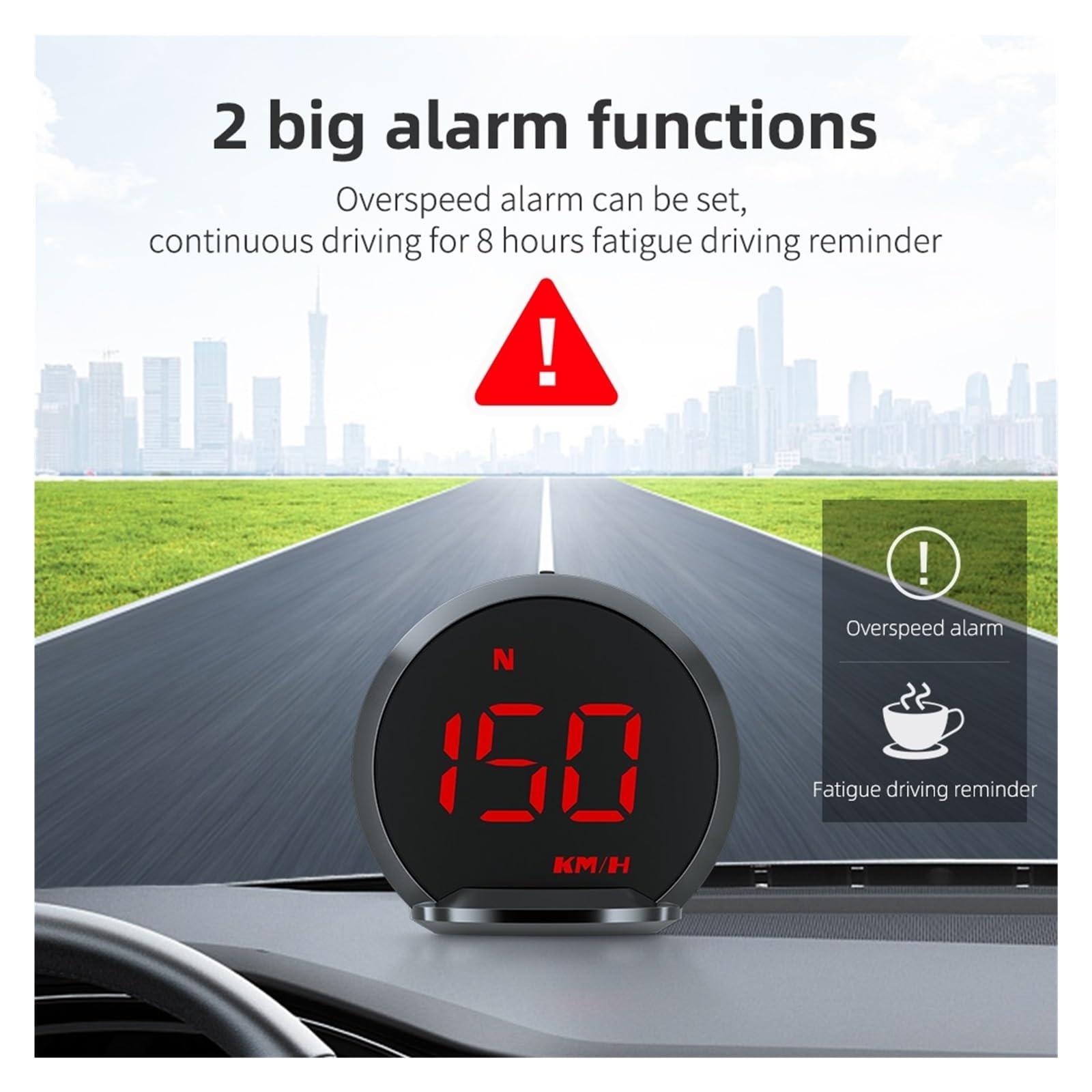 Pantalla HUD Head Up For Coche, Reloj De Velocidad, Proyector De Parabrisas, Velocímetro De Temperatura, Alarma, Fatiga, Recordatorio De Conducción D7YA Seguro FáCil De Usar
