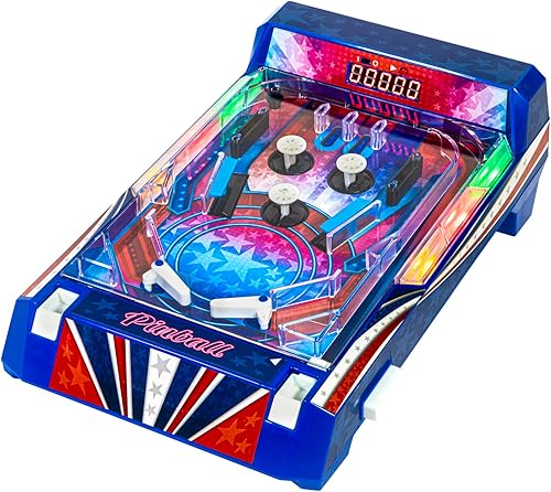 Merchant Ambassador Retro Arcade Electronic: Pinball - Juego de mesa, bumpers vibratorios, luces LED, efectos de sonido, 1 jugador, a partir de 6